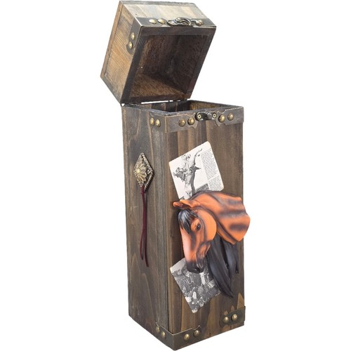 Western holz flaschenbox - western, pferd