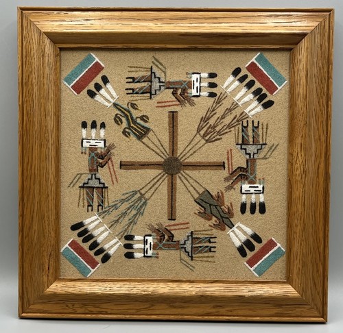 Navajo sandbild mit holzrahmen - navajo,